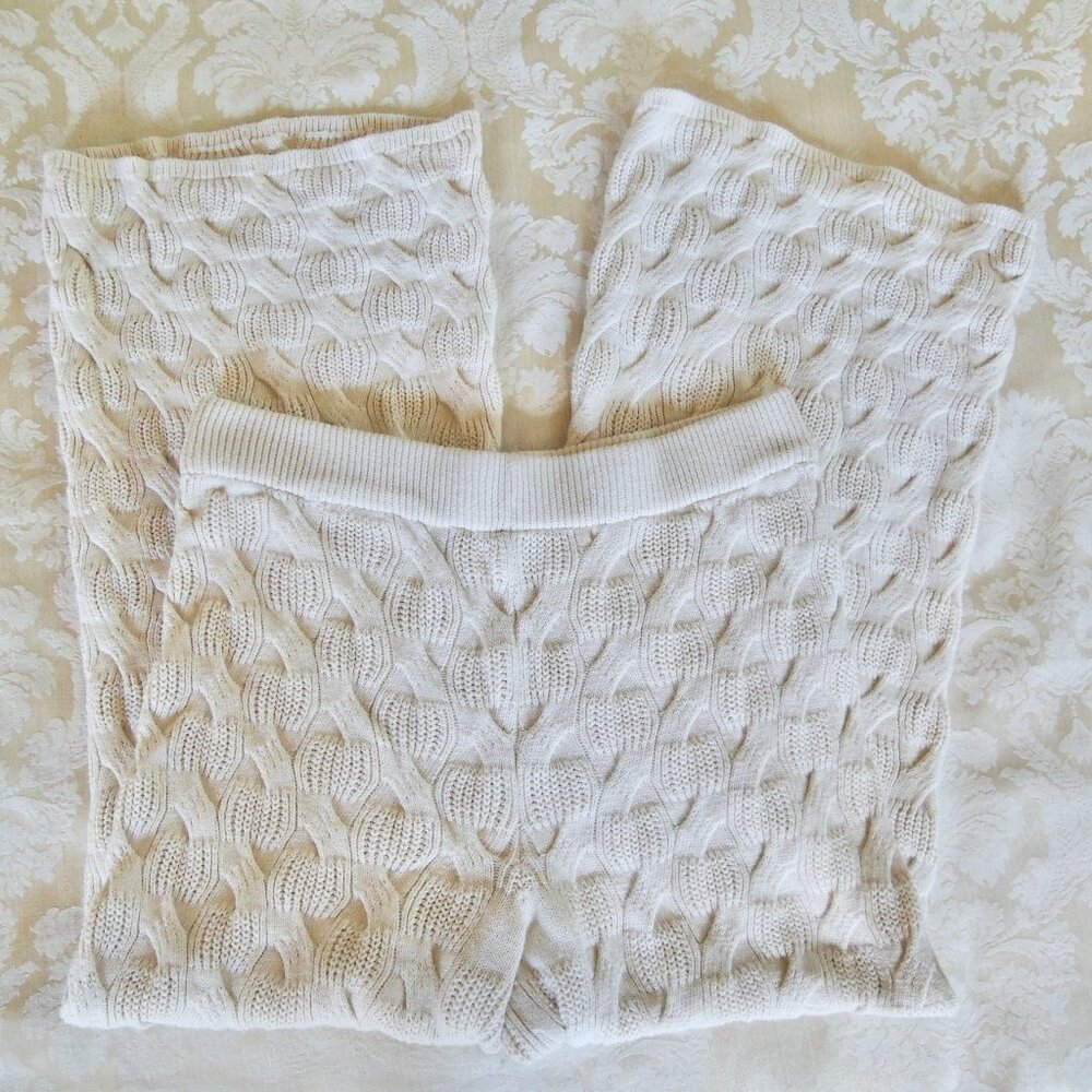 Rachel Comey Cream Cable Knit Wide Leg Palazzo Pants L